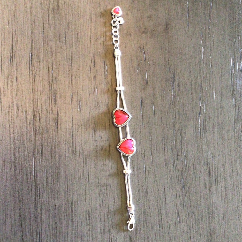 Brighton Silver Bracelet with Red Heart Charms